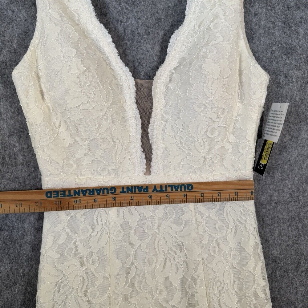 Xscape Mermaid Lace Wedding Dress Size 2 Ivory Sheath Plunging Fit Flare Trumpet - Picture 11 of 16